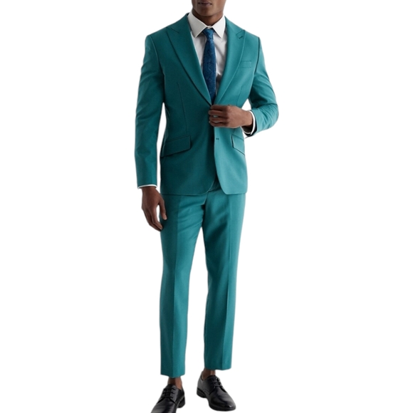 Express Mens Extra Slim  Wool-Blend Modern Tech Teal Suit Pants Size 32x30 - Picture 7 of 8